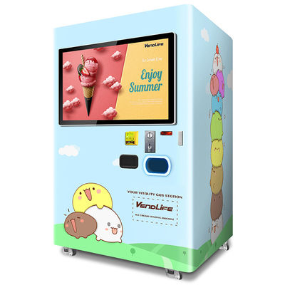 Mesin Penjual Es Krim Otomatis Luar Ruangan 0.85KW 4G Terhubung